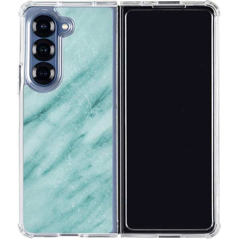 Turquoise Marble Galaxy Z Fold7 Clear Case