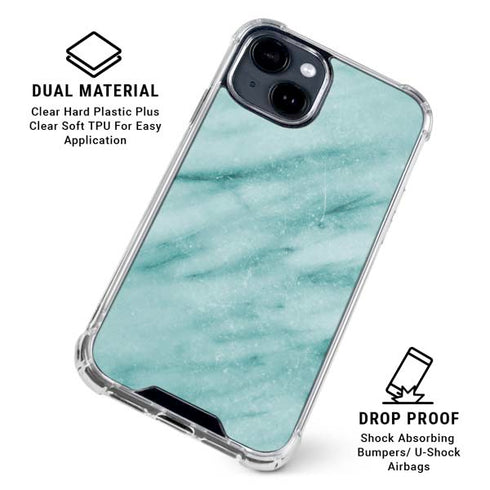 Turquoise Marble iPhone 15 Clear Case