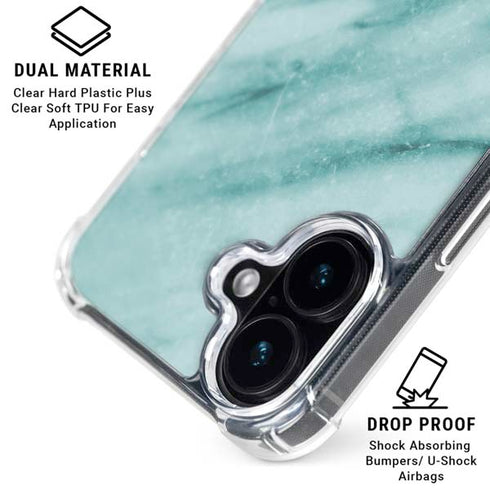 Turquoise Marble iPhone 16 Plus Clear Case