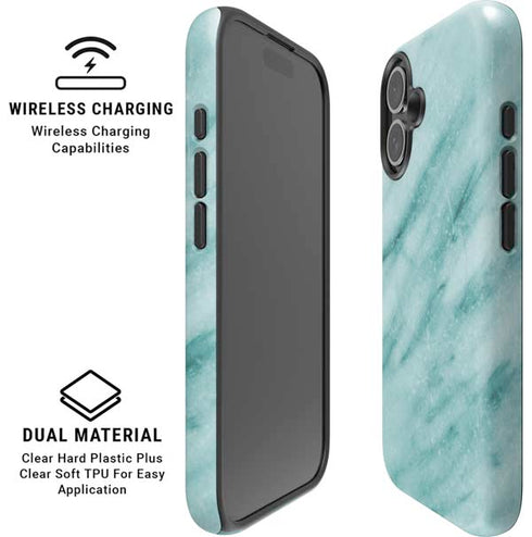 Turquoise Marble iPhone 16 Plus Magsafe Impact Case