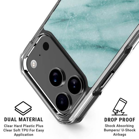 Turquoise Marble iPhone 17 Pro Clear Case