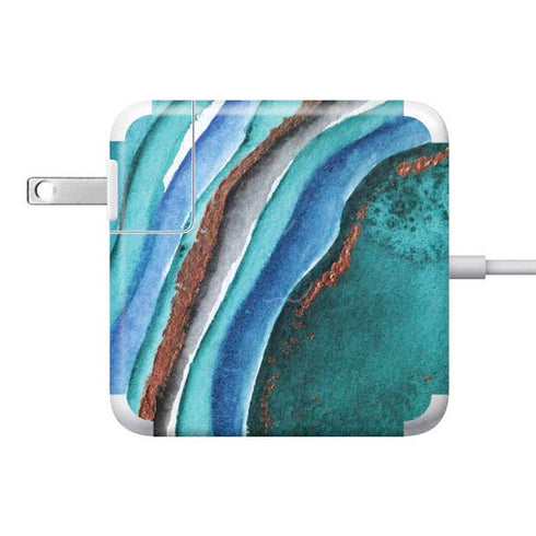 Turquoise Watercolor Geode 85W Power Adapter (15 and 17 inch MacBook Pro Charger) Skin