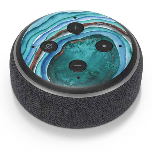 Turquoise Watercolor Geode Amazon Echo Dot Skin
