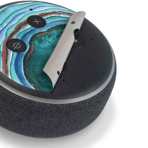 Turquoise Watercolor Geode Amazon Echo Dot Skin