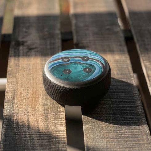 Turquoise Watercolor Geode Amazon Echo Dot Skin