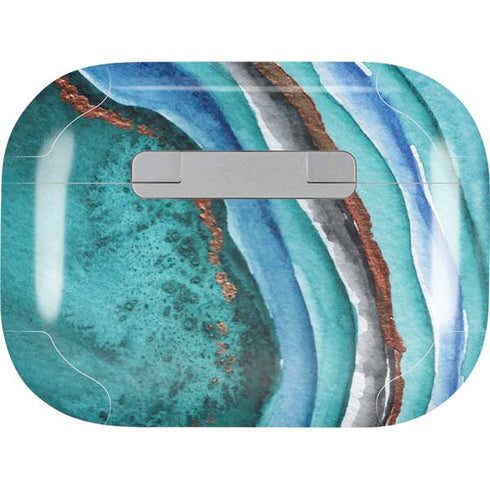 Turquoise Watercolor Geode AirPods Skins