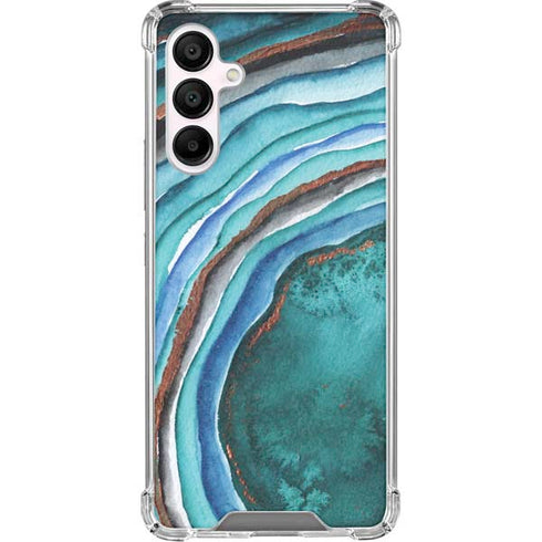 Turquoise Watercolor Geode Galaxy A16 5G Clear Case
