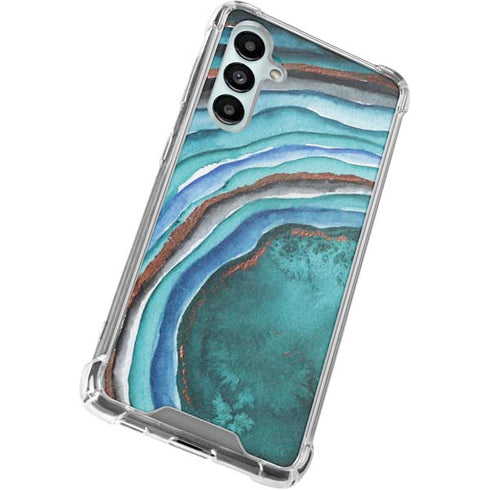 Turquoise Watercolor Geode Galaxy A16 5G Clear Case