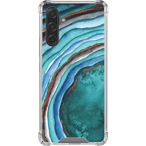 Turquoise Watercolor Geode Galaxy A17 Clear Case