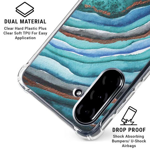 Turquoise Watercolor Geode Galaxy A36 5G Clear Case