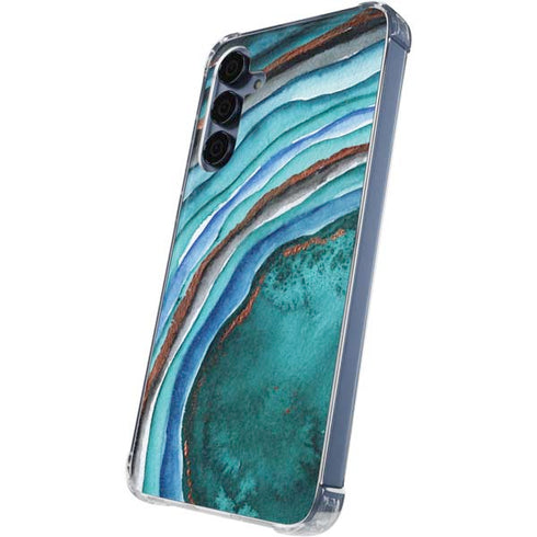 Turquoise Watercolor Geode Galaxy A55 5G Clear Case