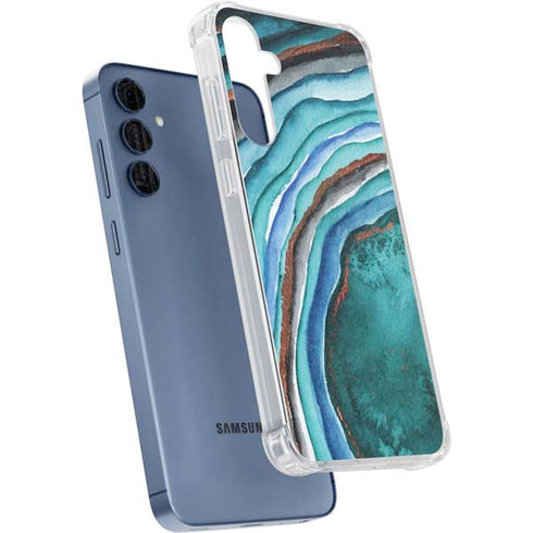 Turquoise Watercolor Geode Galaxy A55 5G Clear Case