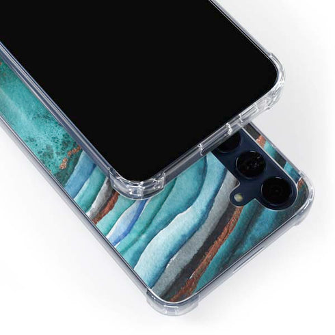 Turquoise Watercolor Geode Galaxy A55 5G Clear Case
