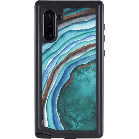 Turquoise Watercolor Geode Galaxy Cases