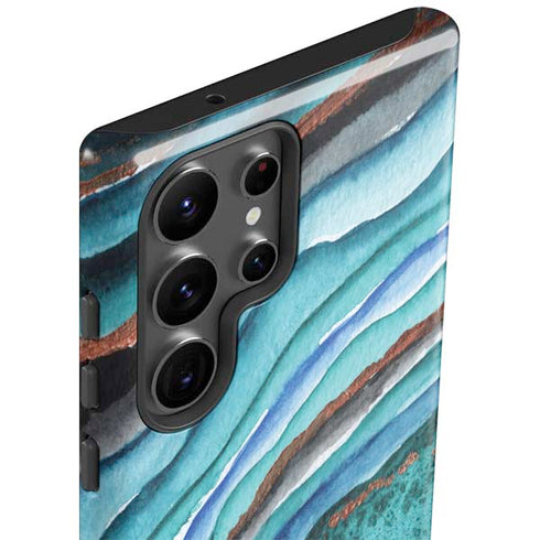 Turquoise Watercolor Geode Galaxy S23 Ultra Pro Case