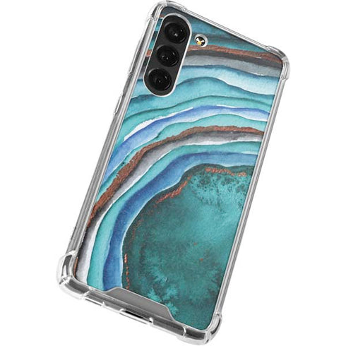 Turquoise Watercolor Geode Galaxy S24 FE Clear Case