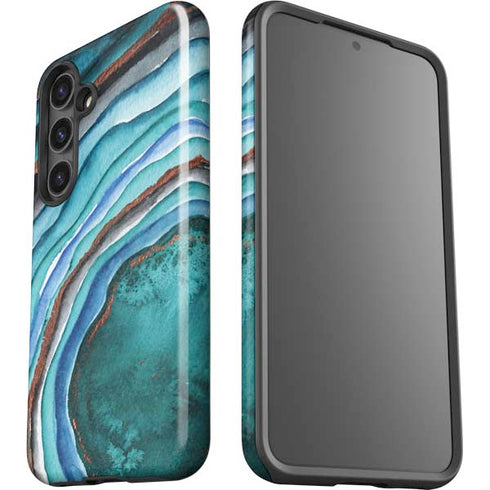 Turquoise Watercolor Geode Galaxy S25 Impact Case