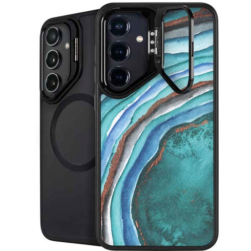 Turquoise Watercolor Geode Galaxy S24 Kickstand Case