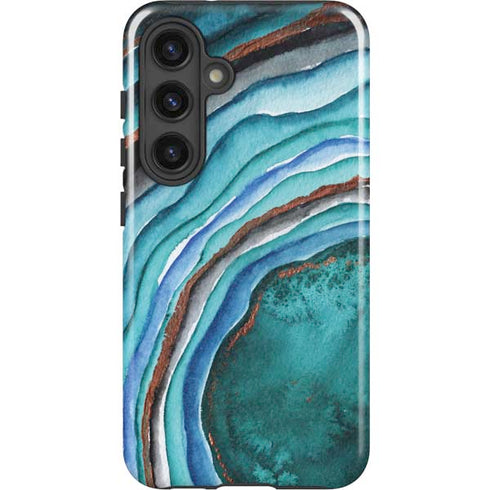 Turquoise Watercolor Geode Galaxy S25 Plus Impact Case