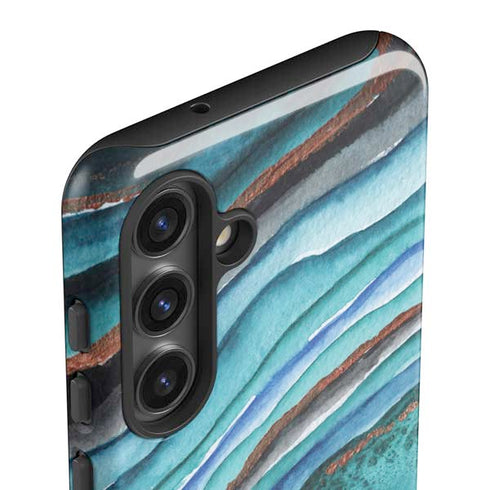 Turquoise Watercolor Geode Galaxy S25 Plus Impact Case