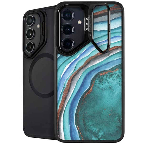 Turquoise Watercolor Geode Galaxy S24 Plus Kickstand Case