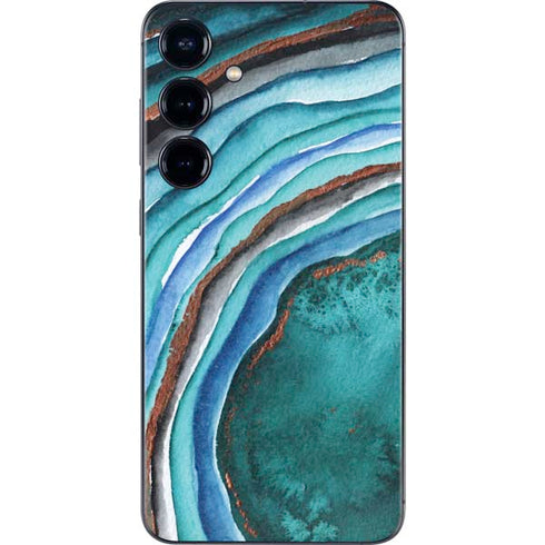 Turquoise Watercolor Geode Galaxy S25 Skin