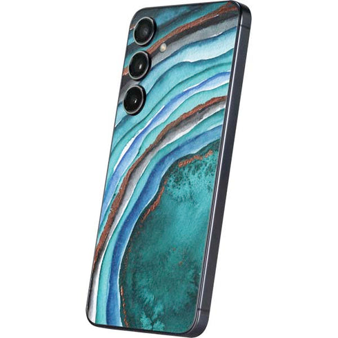 Turquoise Watercolor Geode Galaxy S25 Skin