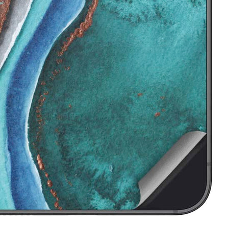 Turquoise Watercolor Geode Galaxy S25 Skin