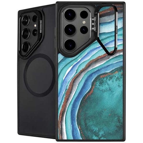 Turquoise Watercolor Geode Galaxy S24 Ultra Kickstand Case