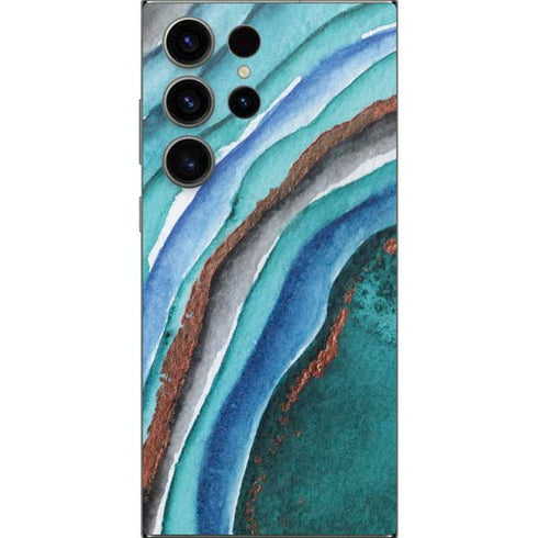 Turquoise Watercolor Geode Galaxy S24 Ultra Skin