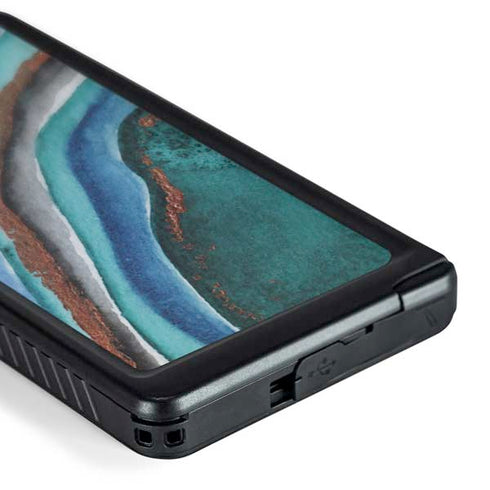 Turquoise Watercolor Geode Galaxy S24 Ultra Waterproof Case