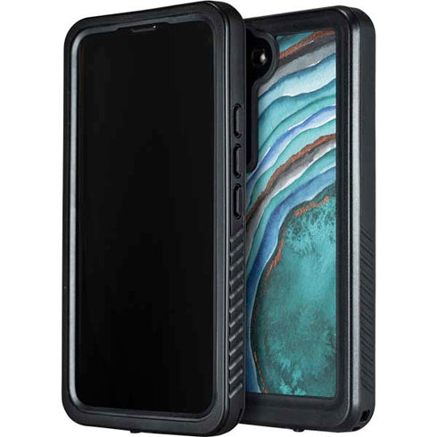 Turquoise Watercolor Geode Galaxy S24 Waterproof Case