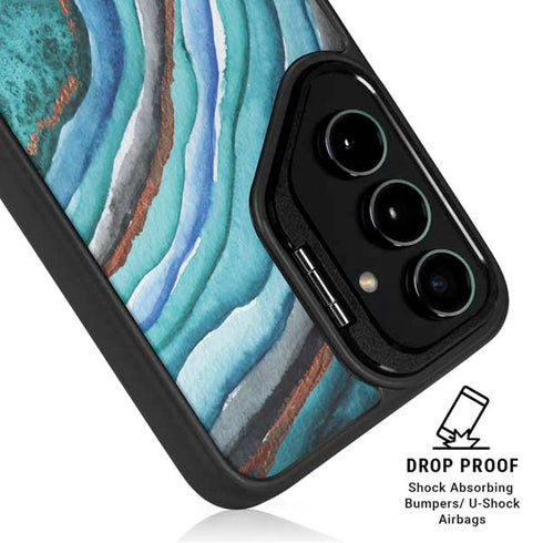 Turquoise Watercolor Geode Galaxy S25 FE Kickstand Case