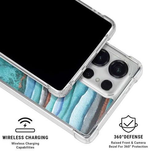 Turquoise Watercolor Geode Galaxy S25 Ultra Clear Case