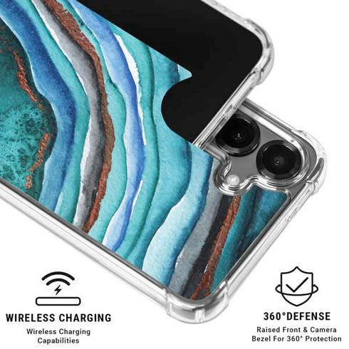 Turquoise Watercolor Geode Galaxy S26 Clear Case