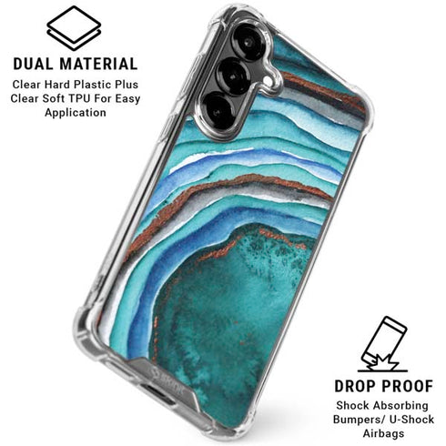 Turquoise Watercolor Geode Galaxy S26 Clear Case