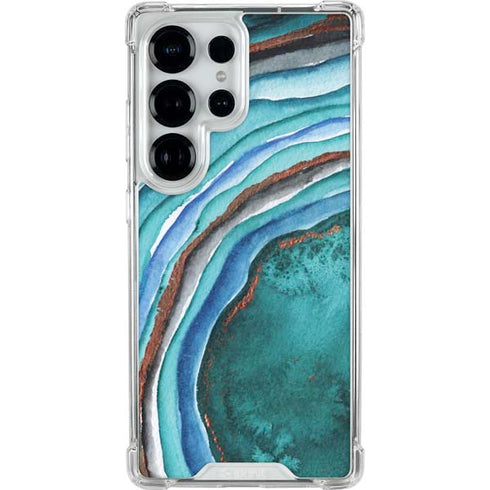 Turquoise Watercolor Geode Galaxy S26 Ultra Clear Case