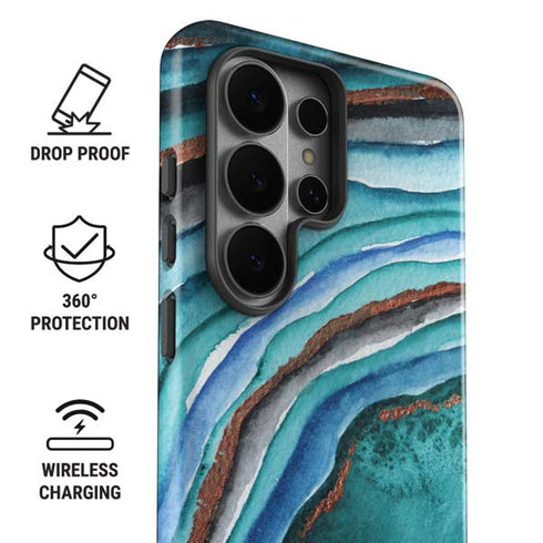 Turquoise Watercolor Geode Galaxy S26 Ultra Impact Case