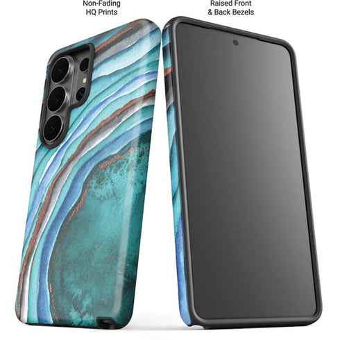 Turquoise Watercolor Geode Galaxy S26 Ultra Impact Case