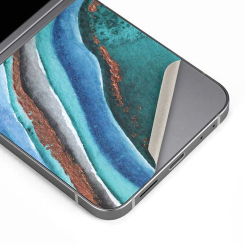 Turquoise Watercolor Geode Galaxy Z Flip6 Skin