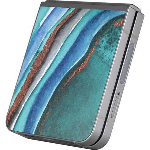 Turquoise Watercolor Geode Galaxy Z Flip6 Skin