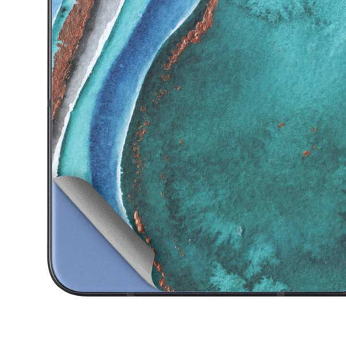 Turquoise Watercolor Geode Galaxy Z Fold5 5G Skin