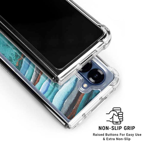 Turquoise Watercolor Geode Galaxy Z Fold7 Clear Case