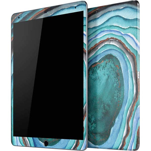 Turquoise Watercolor Geode iPad Skins