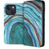 Turquoise Watercolor Geode iPhone 13 Folio Case