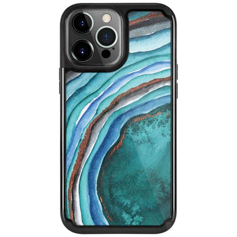 Turquoise Watercolor Geode iPhone Cases
