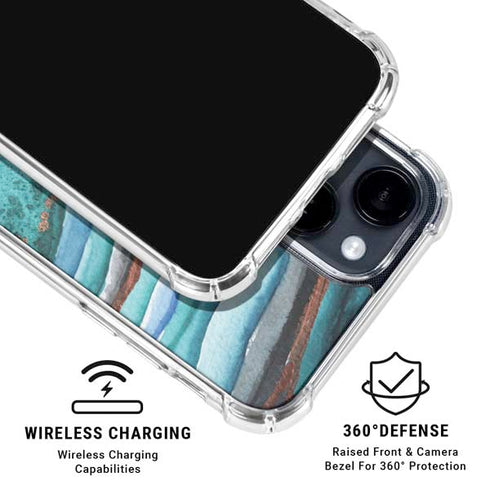 Turquoise Watercolor Geode iPhone 15 Clear Case
