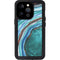 Turquoise Watercolor Geode iPhone 15 Pro Waterproof Case