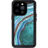 Turquoise Watercolor Geode iPhone 15 Pro Waterproof Case