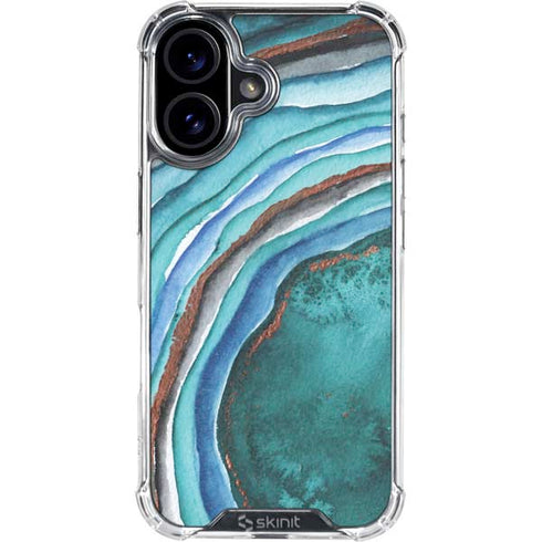 Turquoise Watercolor Geode iPhone 16 Plus Clear Case